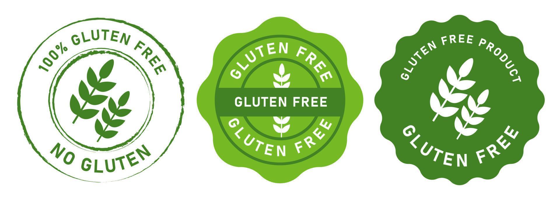 glutenvrij voedsel stempel badge voor product geen tarwe embleem set tag in groene kleur sticker ontwerp grafische vector