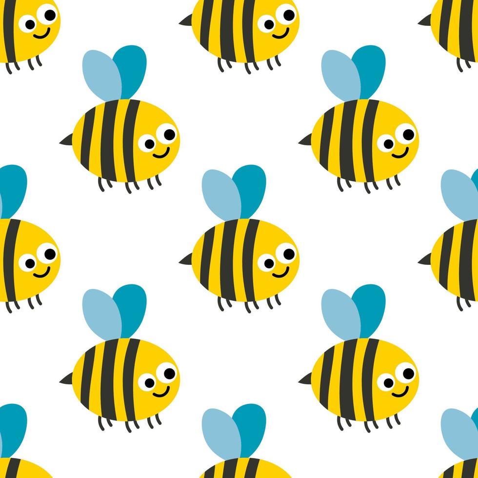 naadloze patroon met cartoon happy bee. insecten inpakpapier, stof, textiel, achtergrond. vector