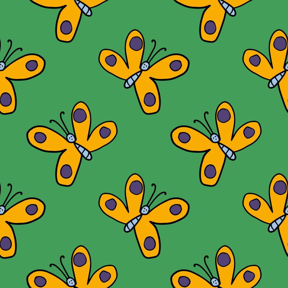 cartoon doodle vlinder oneindigheid achtergrond. schattig insect naadloos patroon. vector