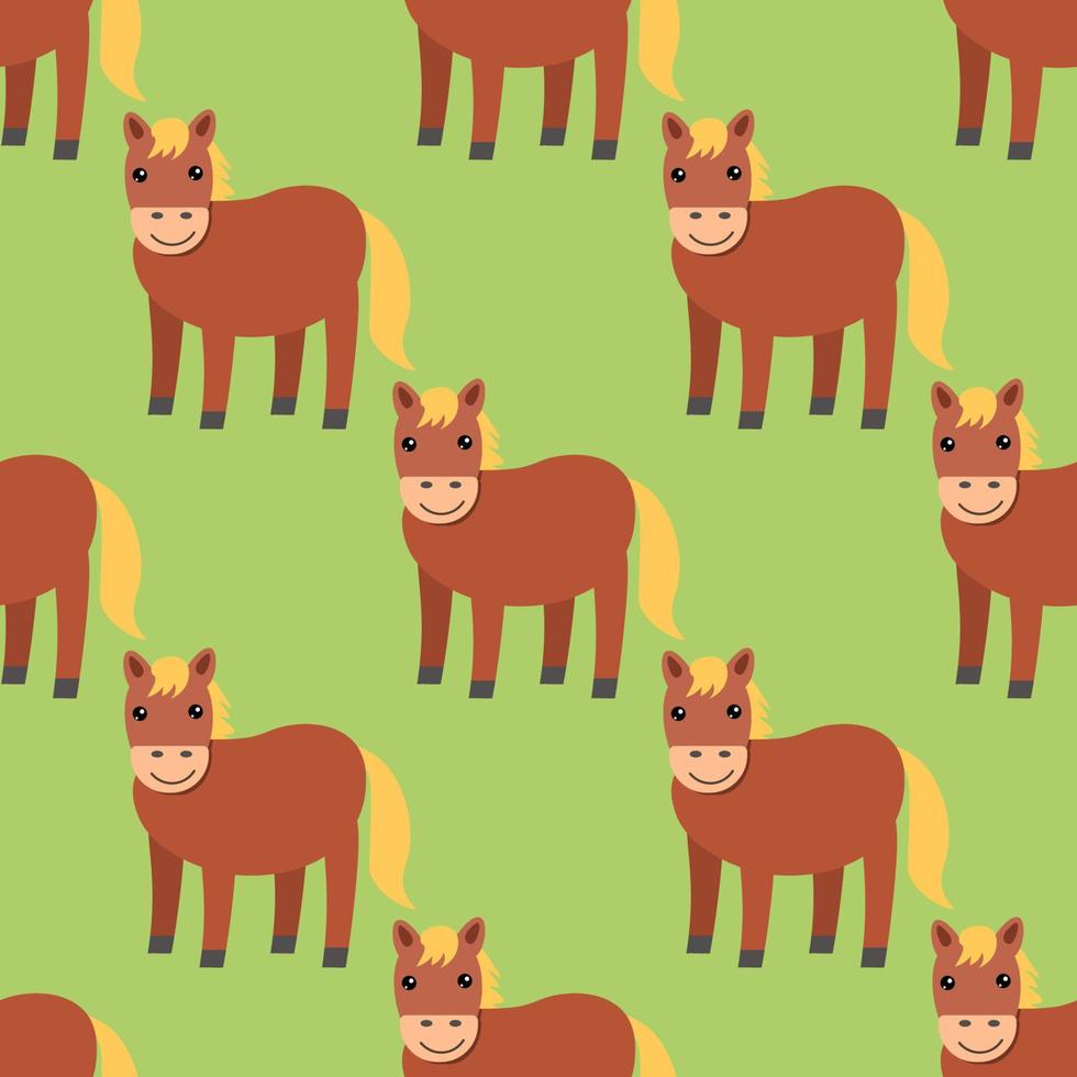 cartoon paard naadloze patroon. boerderijdieren in vlakke stijl achtergrond. vector