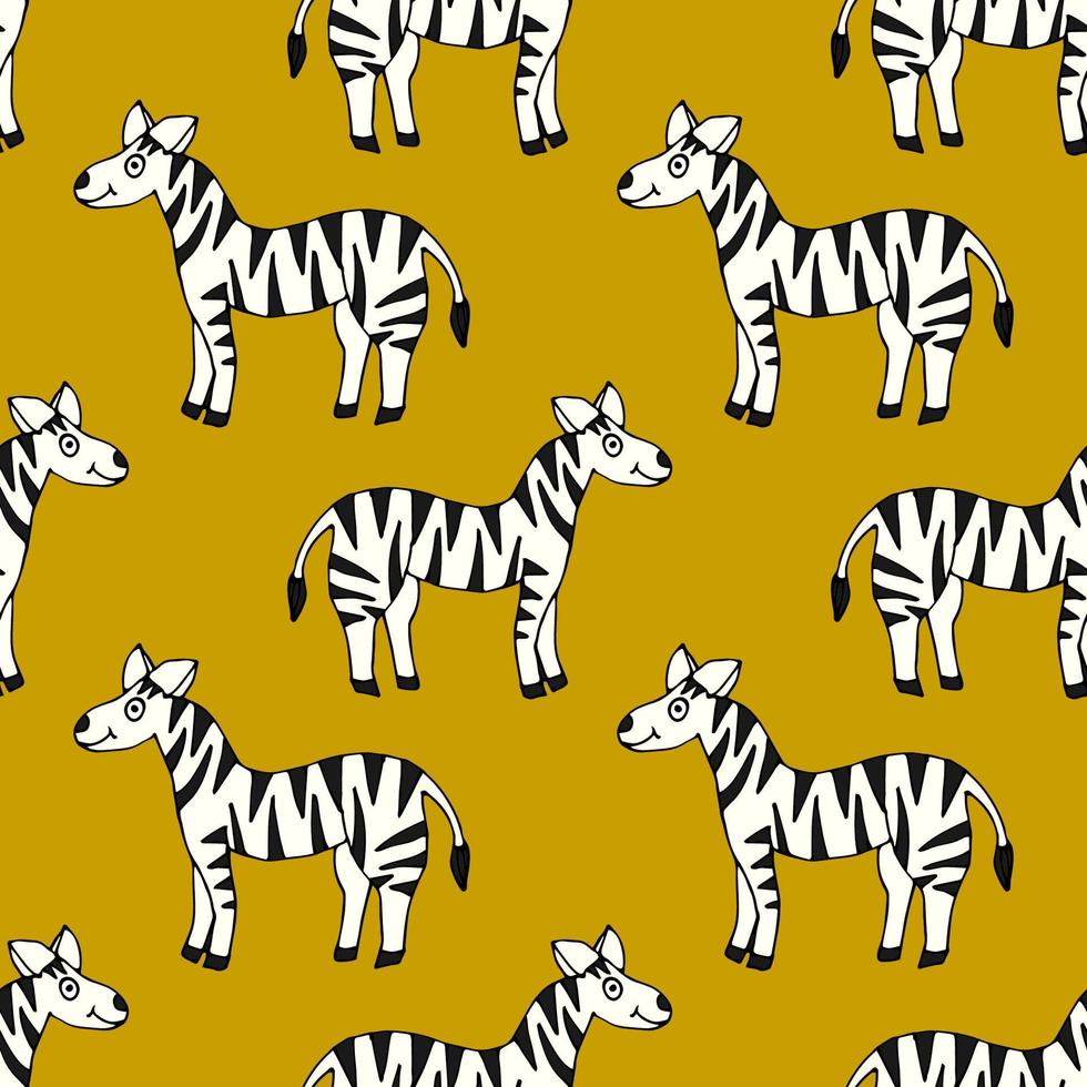 naadloze patroon met cartoon doodle lineaire zebra. vector