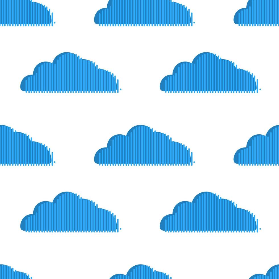 abstracte naadloze patroon met blauwe gestreepte wolken geïsoleerd op een witte achtergrond. vector