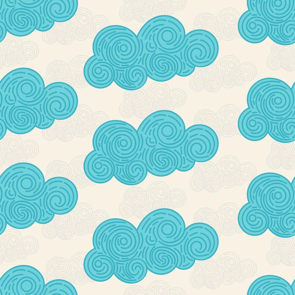 naadloze abstracte achtergrond met doodle krullende wolken op een witte achtergrond. oneindig geometrisch patroon. vector