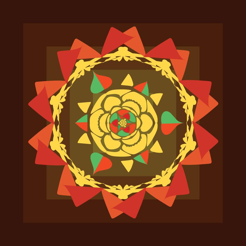 decoratieve plaat met ronde ornament in etnische stijl. mandala circulaire abstracte geometrische bloemmotief. mode achtergrond. interieur woondecoratie, vectorillustratie vector