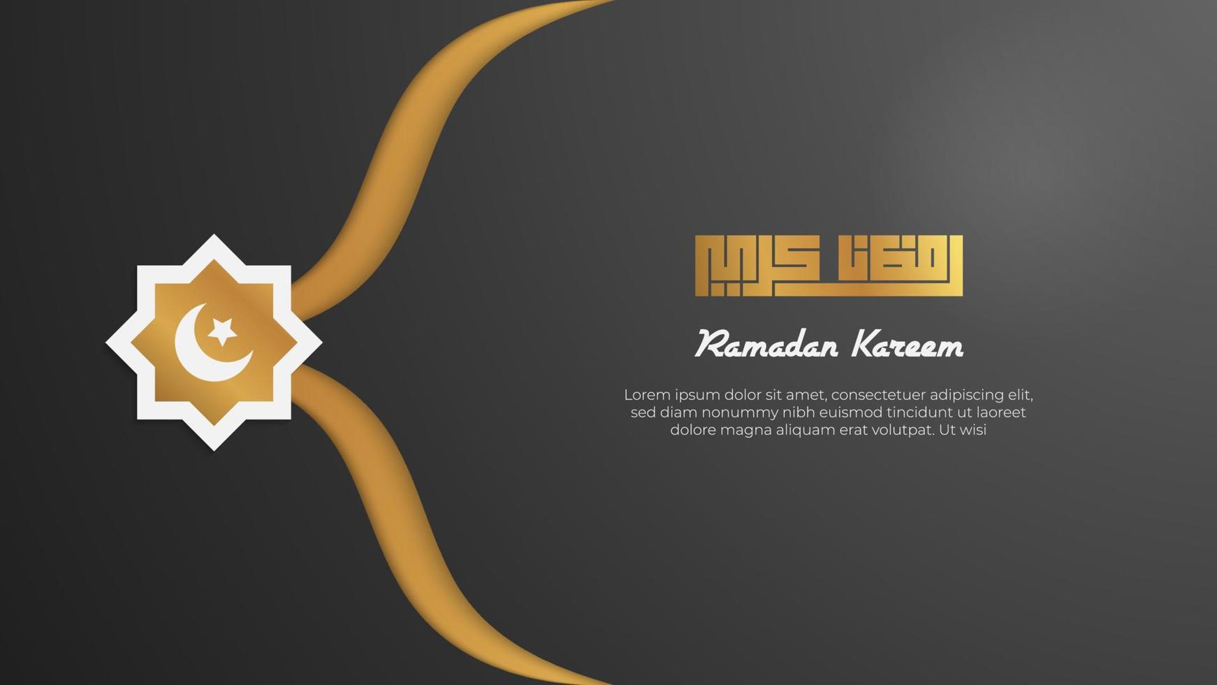 elegante donkere en gouden kleuren ramadan wenskaart vector