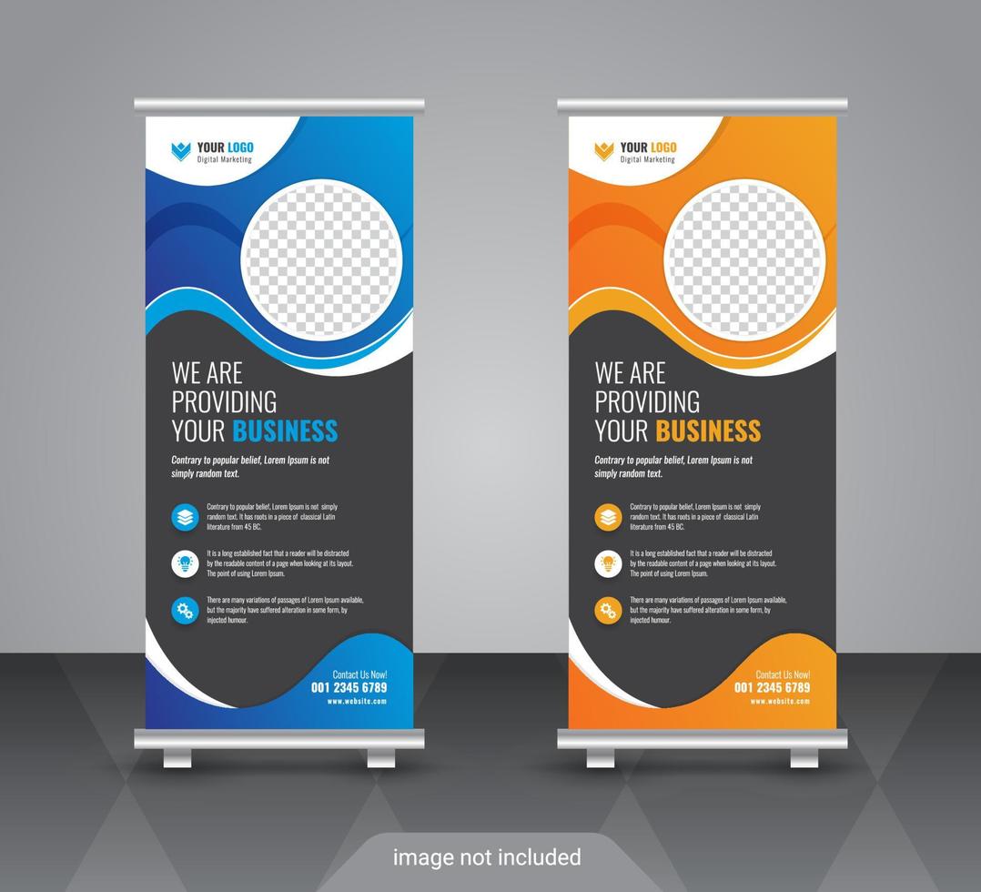 creatieve zakelijke en zakelijke roll-up banner ontwerpsjabloon vector