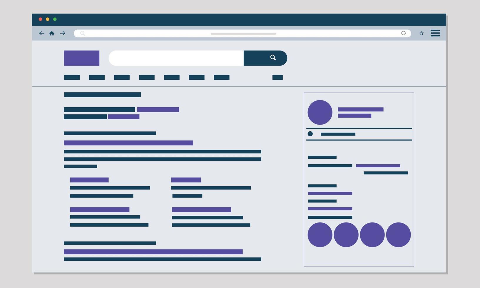 zoekresultaat met ontwerp van bestemmingspagina van profielwebsite vector