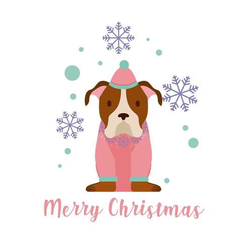 Hond vrolijke kerstkaart vector