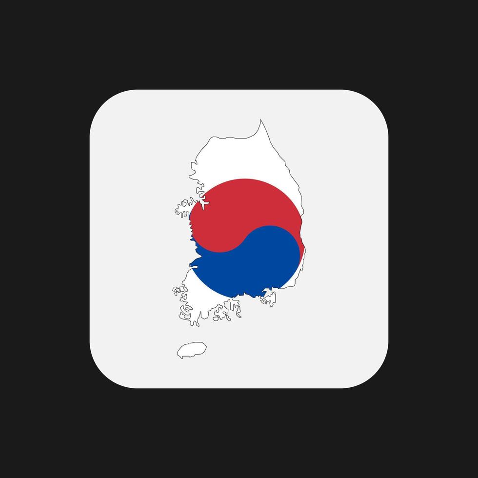 Zuid-Korea kaart silhouet met vlag op witte achtergrond vector