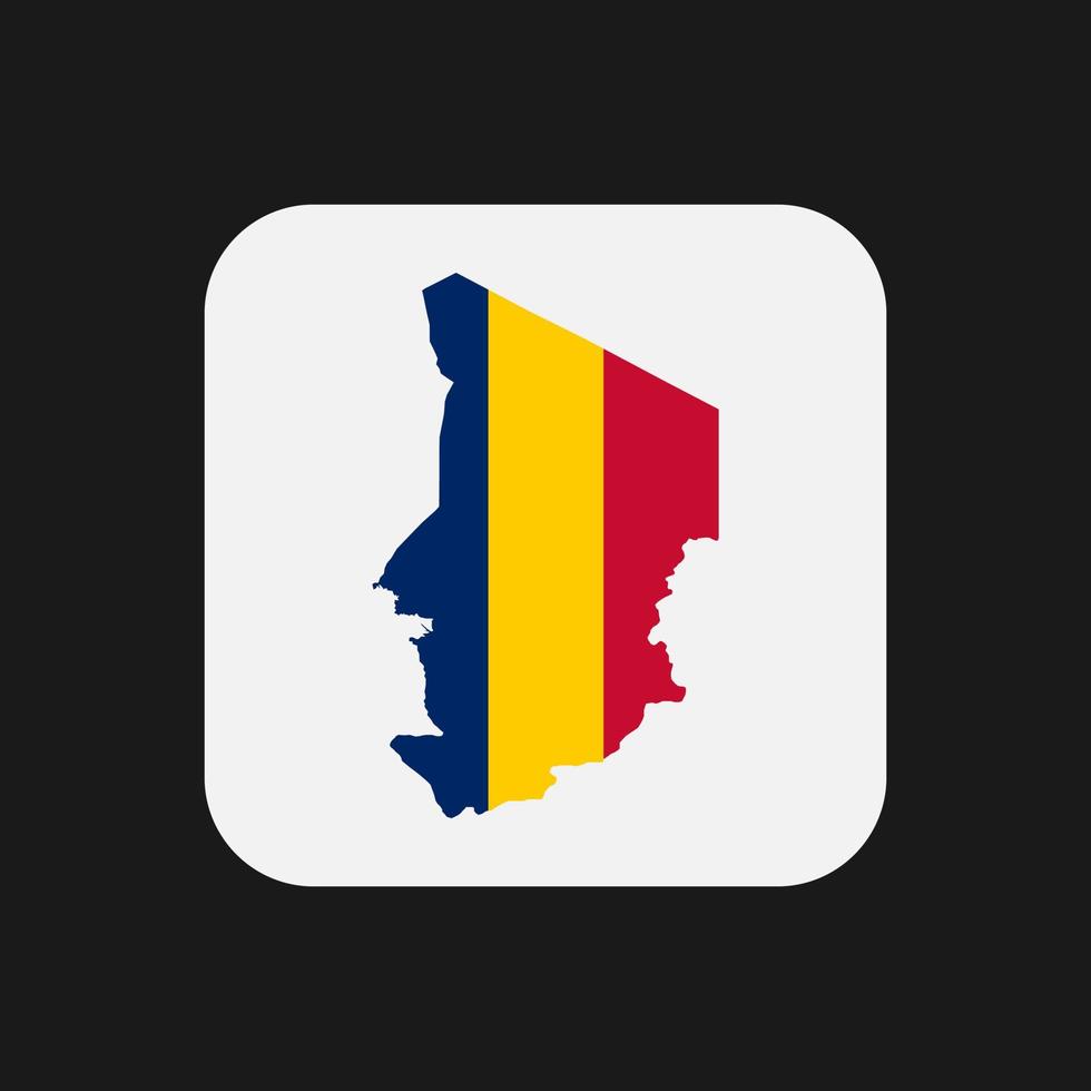 Tsjaad kaart silhouet met vlag op witte achtergrond vector