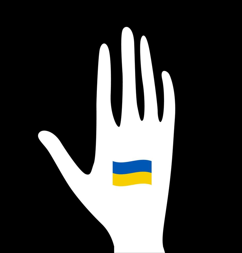 stop oorlog in oekraïne, open palm, symbool vrede en stopzetting van vijandelijkheden. vectorillustratie. vector