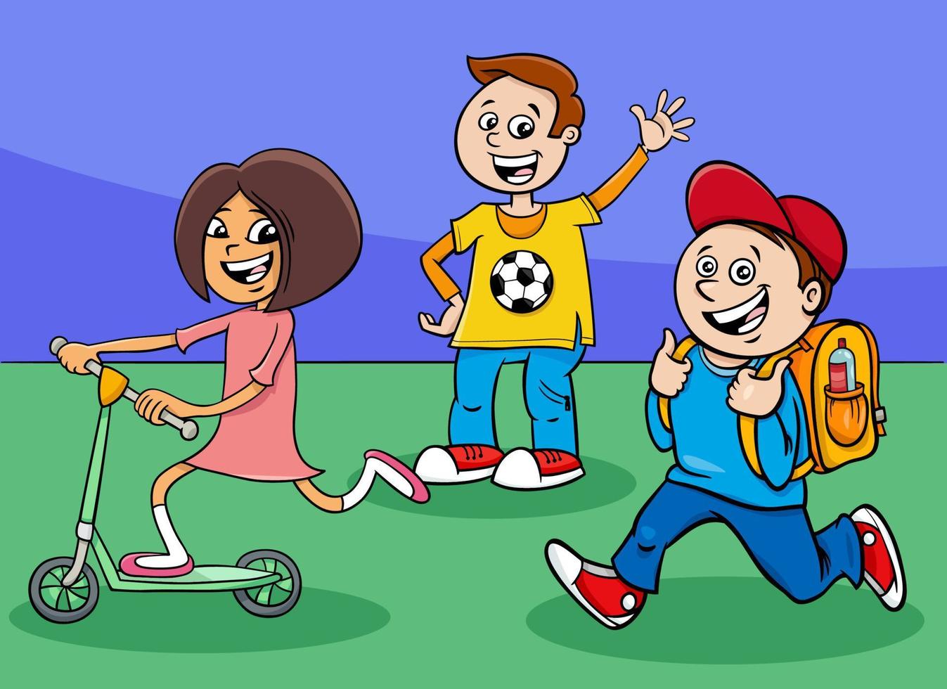 grappige cartoon basisschool kinderen groep vector