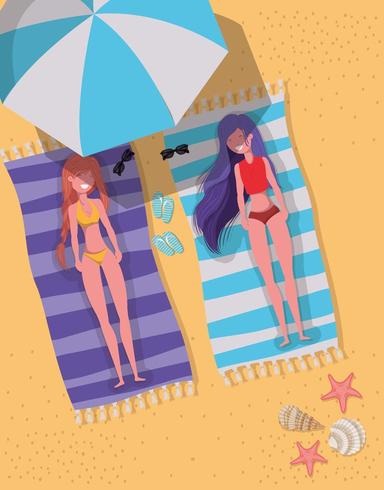 Meisjes met zomer badmode design vector