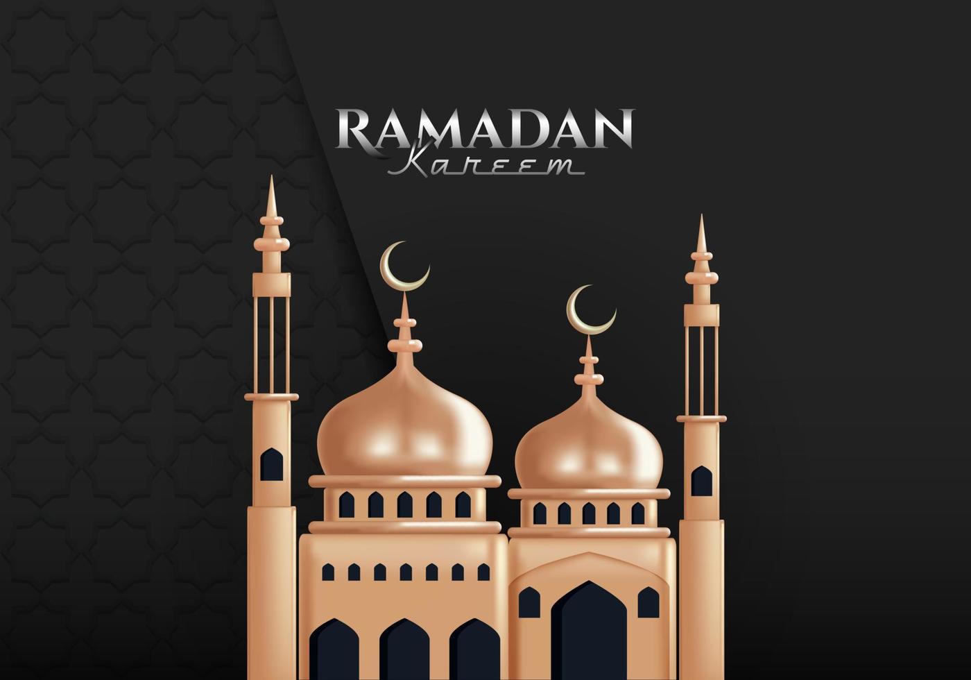 illustratie van de 3D-gouden moskee vector. islamitische achtergrondpatronen vector