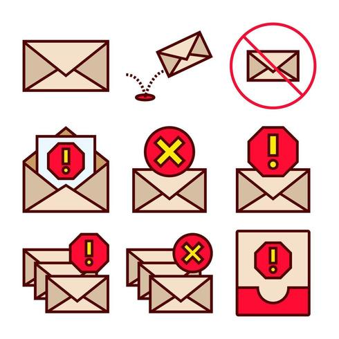 Set van iconen van spam en ongewenste e-mails vector