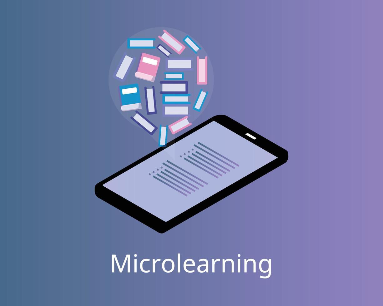 microlearning verteert boeken naar digitale media met kortere inhoud vector