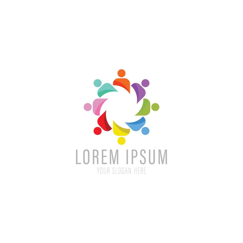 mensen verbinden logo, communicatie, familie, sociale zorg, kinderen, sport, vector symbolische tekens.