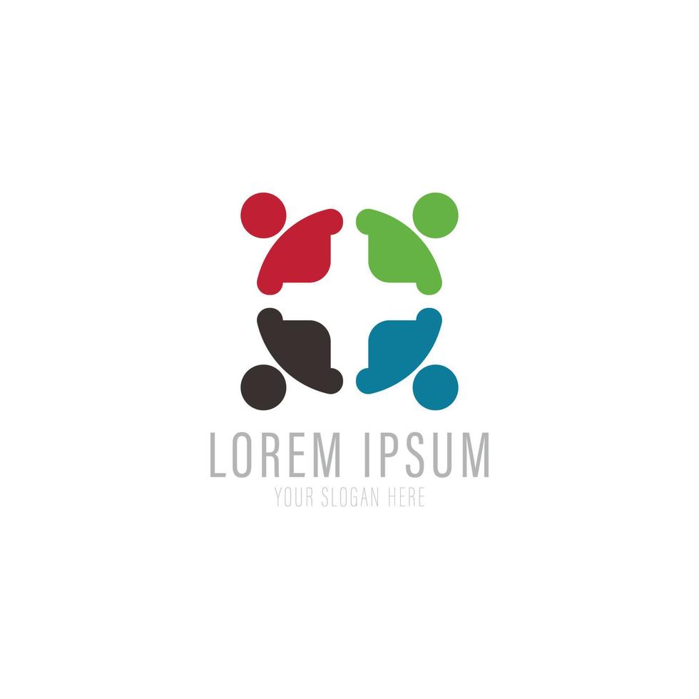 mensen verbinden logo, communicatie, familie, sociale zorg, kinderen, sport, vector symbolische tekens.