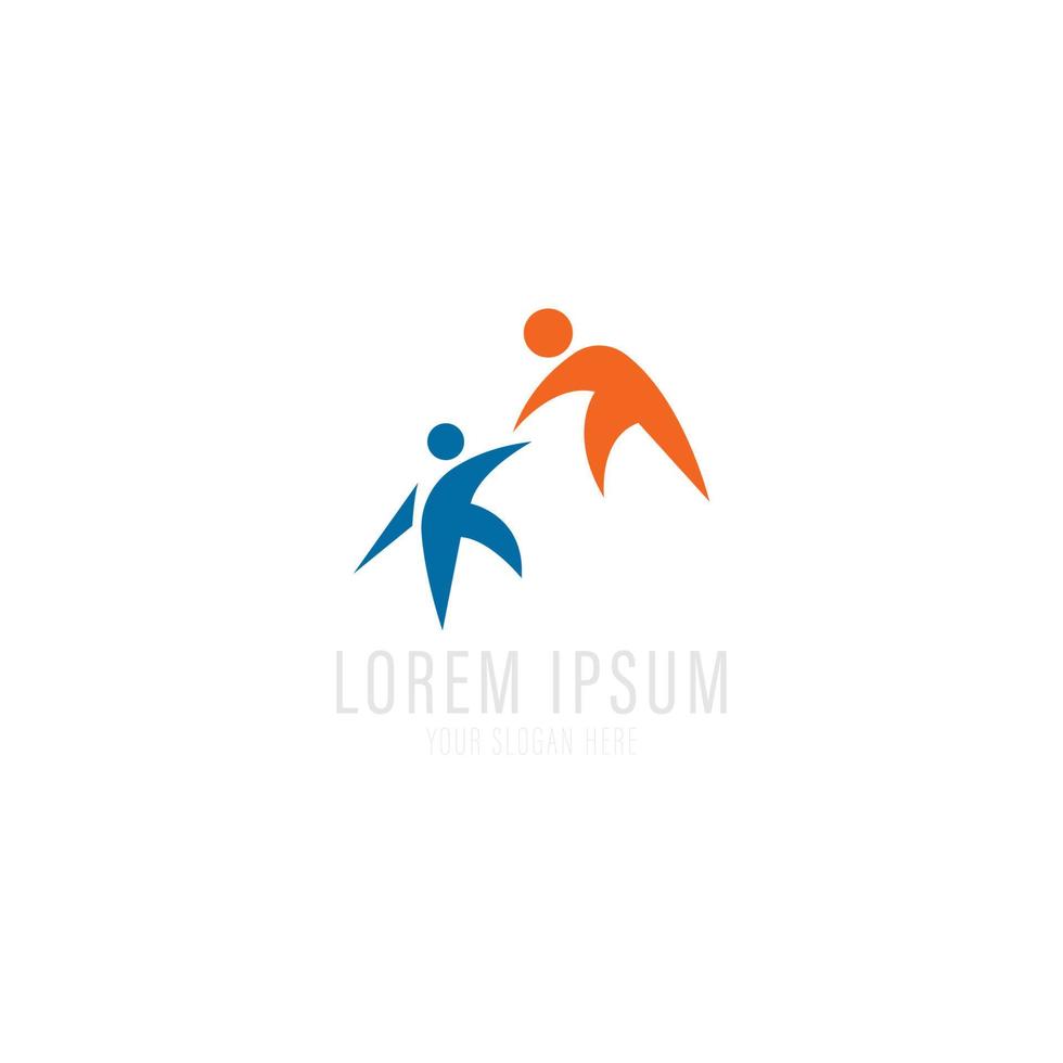 mensen verbinden logo, communicatie, familie, sociale zorg, kinderen, sport, vector symbolische tekens.