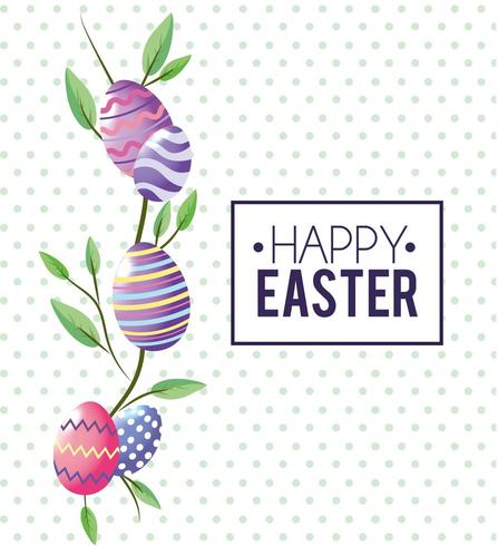 Happy Easter embleem en Esther eieren vector