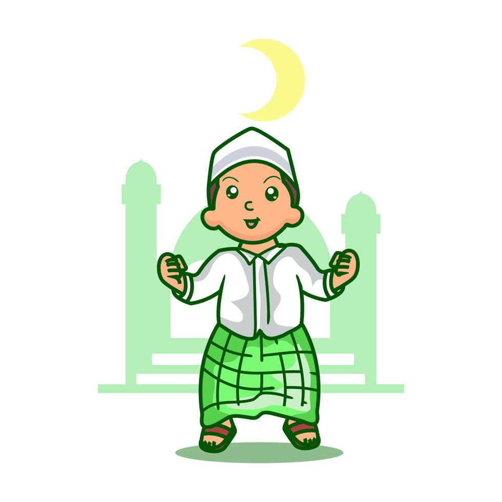 schattig moslim kind ramadan kareem vector