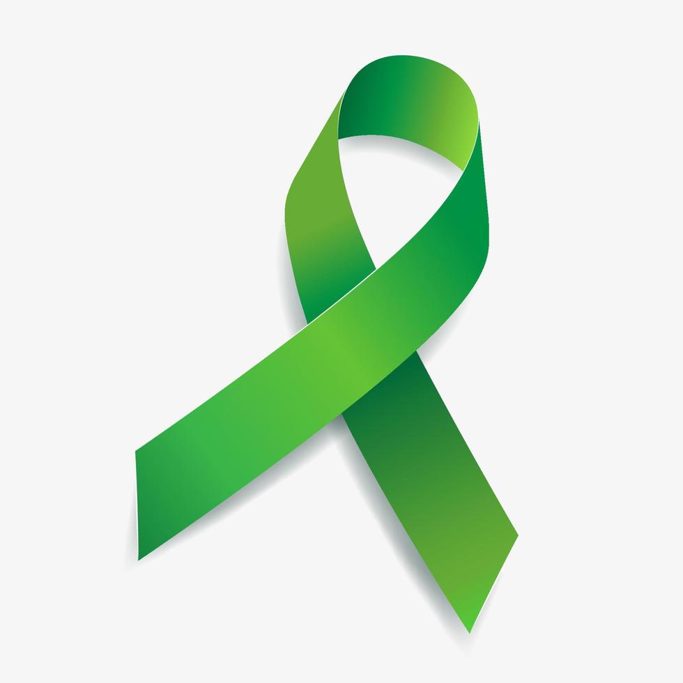 groen lint bewustzijn achondroplasie, bijnierkanker, bipolaire stoornis, oogkanker, glaucoom, infantiele scoliose. geïsoleerd op een witte achtergrond. vectorillustratie. vector