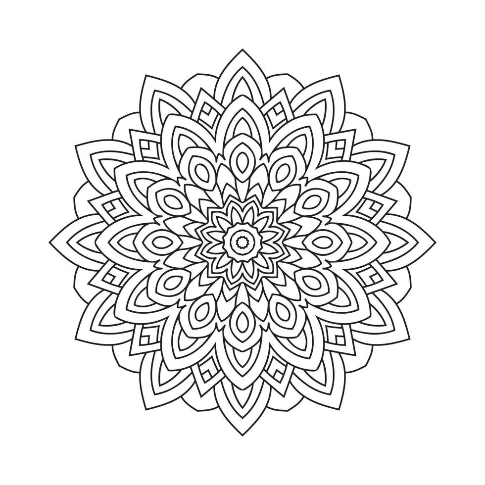mandala decoratie sieraad lijn kunst vector. zwart-wit bloem mandala patroon ontwerp. Arabische stijl bloemen mandala sieraad lijntekeningen. mandala decoratie-element voor het kleuren van pagina's. vector
