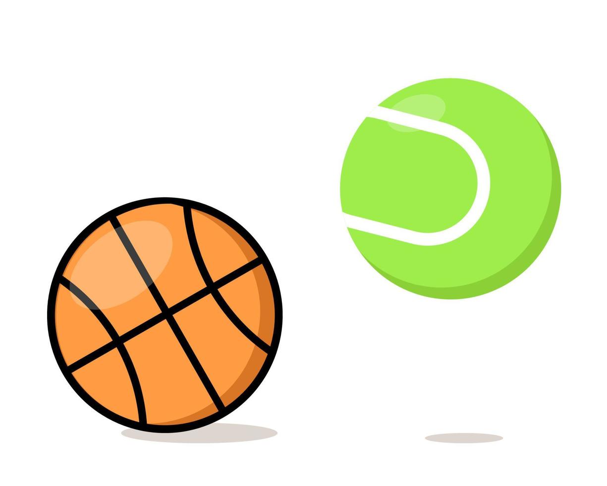 basketbal en tennisbal. cartoon vectorstijl voor uw ontwerp. vector