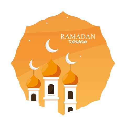 ramadan kareem moskee gebouw in frame vector