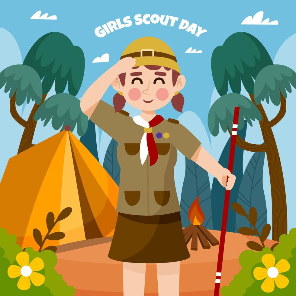 meisje scout dag concept vector