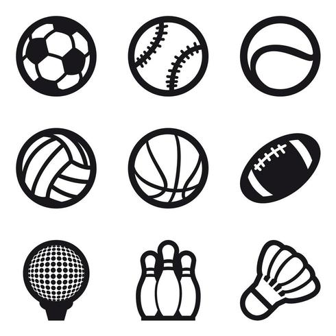 Icon Set van verschillende Sport ballen en Bowling dennen vector