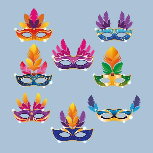 Mardi gras maskers ingesteld vector