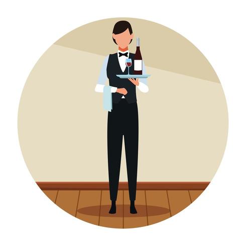 Restaurant vrouw ober avatar vector