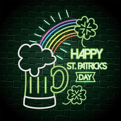 Happy St Patrick&#39;s Day Neon Sign vector