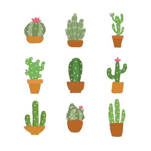 cactus doodle set vector
