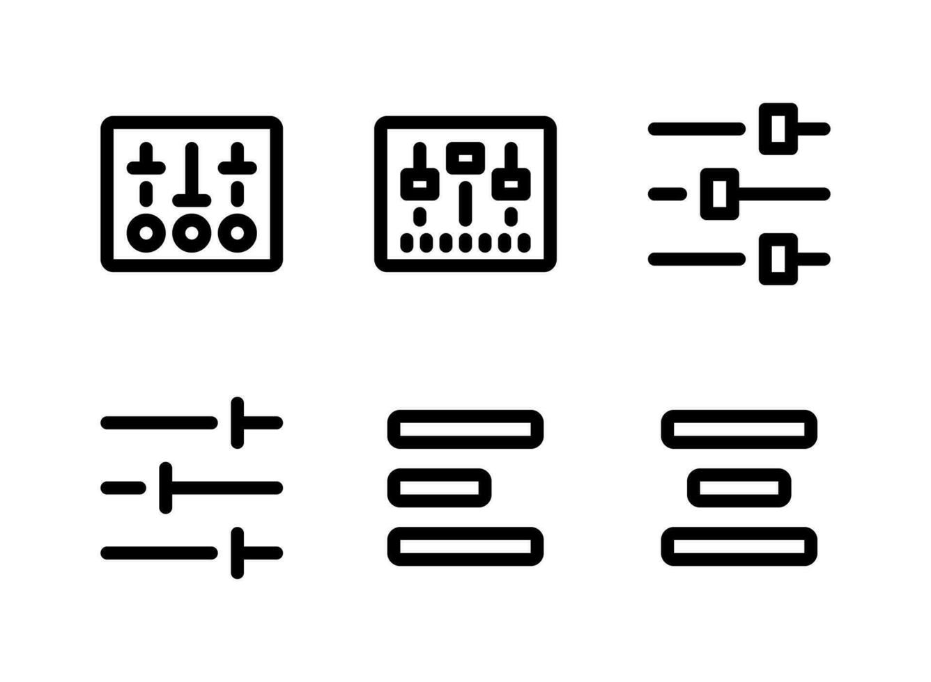 eenvoudige set van gebruikersinterface gerelateerde vector lijn iconen. bevat pictogrammen als bedieningspaneel, geluidscontroller en meer.