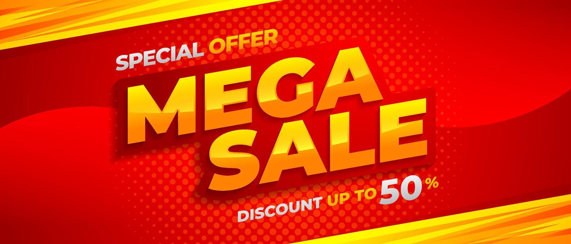 mega sale banner vector, achtergrondontwerp van speciale aanbieding verkoop promotie voor reclame vector