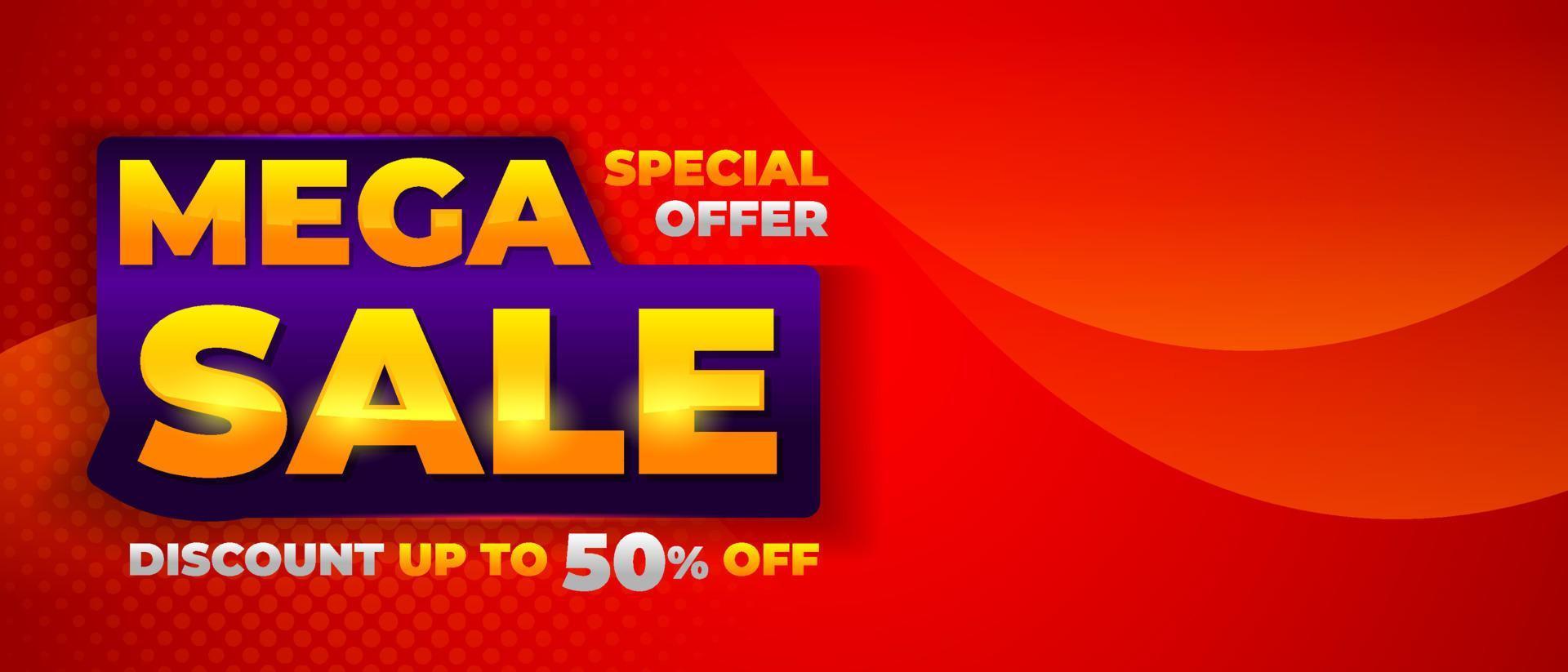 mega sale banner vector, achtergrondontwerp van speciale aanbieding verkoop promotie voor reclame vector