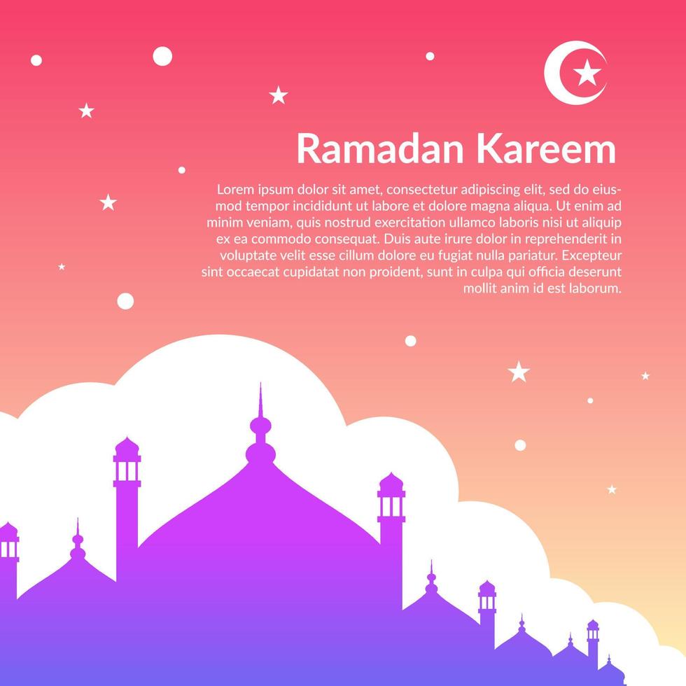 islamitische ramadan achtergrond vector, sjabloonontwerp voor wenskaart vector