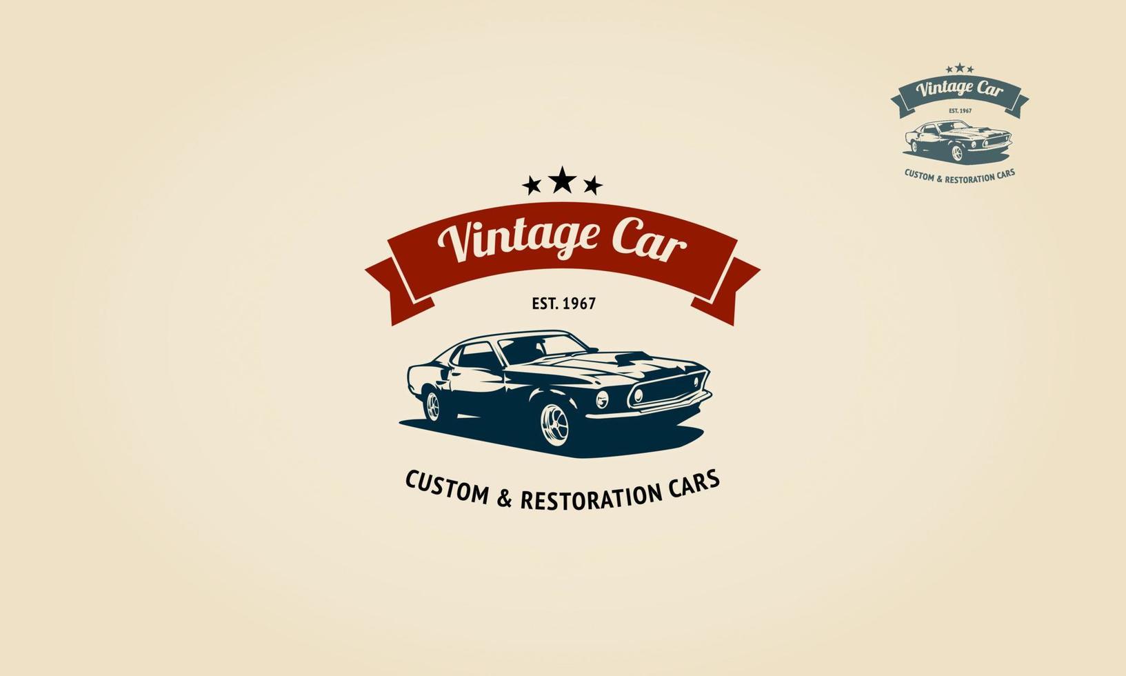 oldtimers logo sjabloon met aangepaste service en restauratie auto voor uw bedrijf. vector logo illustratie.