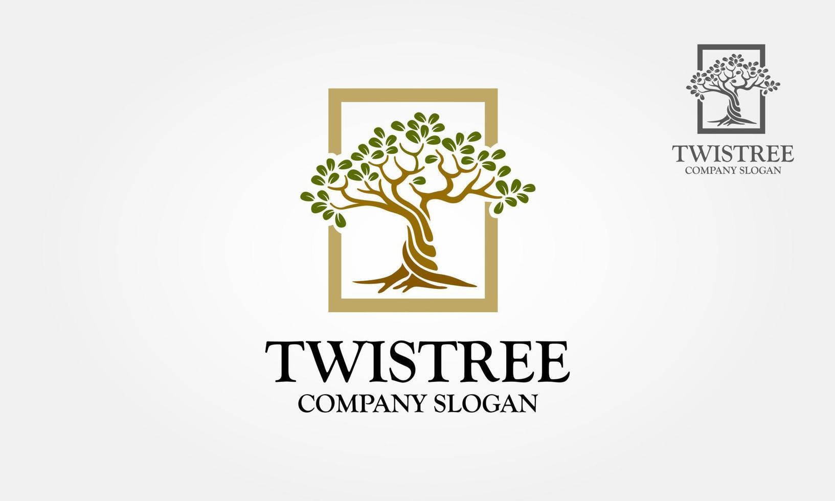 twistree-logo sjabloon. een illustratie van twee stammen die elkaar in een helix draaien. vector illustratie natuur boom.