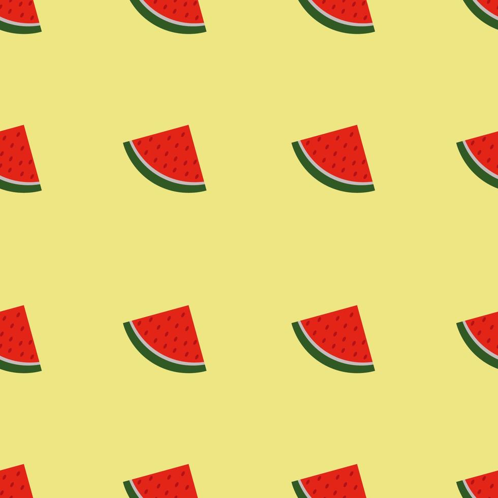 watermeloen segment fruit naadloze patroon met gele achtergrond. vector illustratie