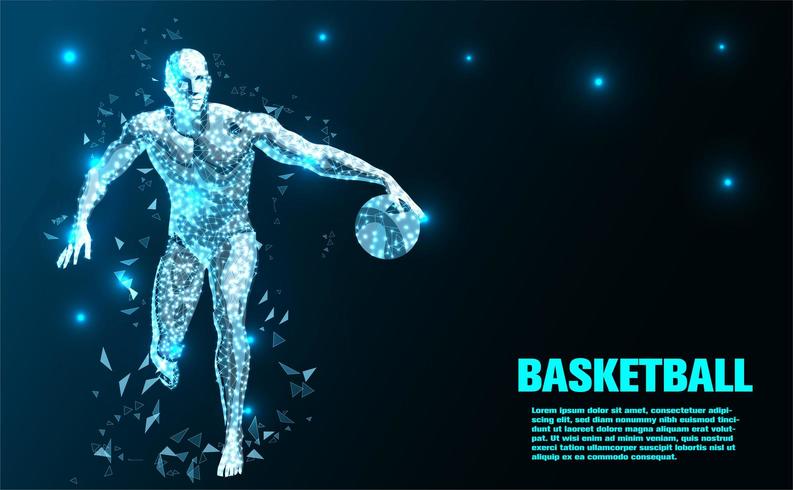 Basketbalspeler abstracte technologie achtergrond vector