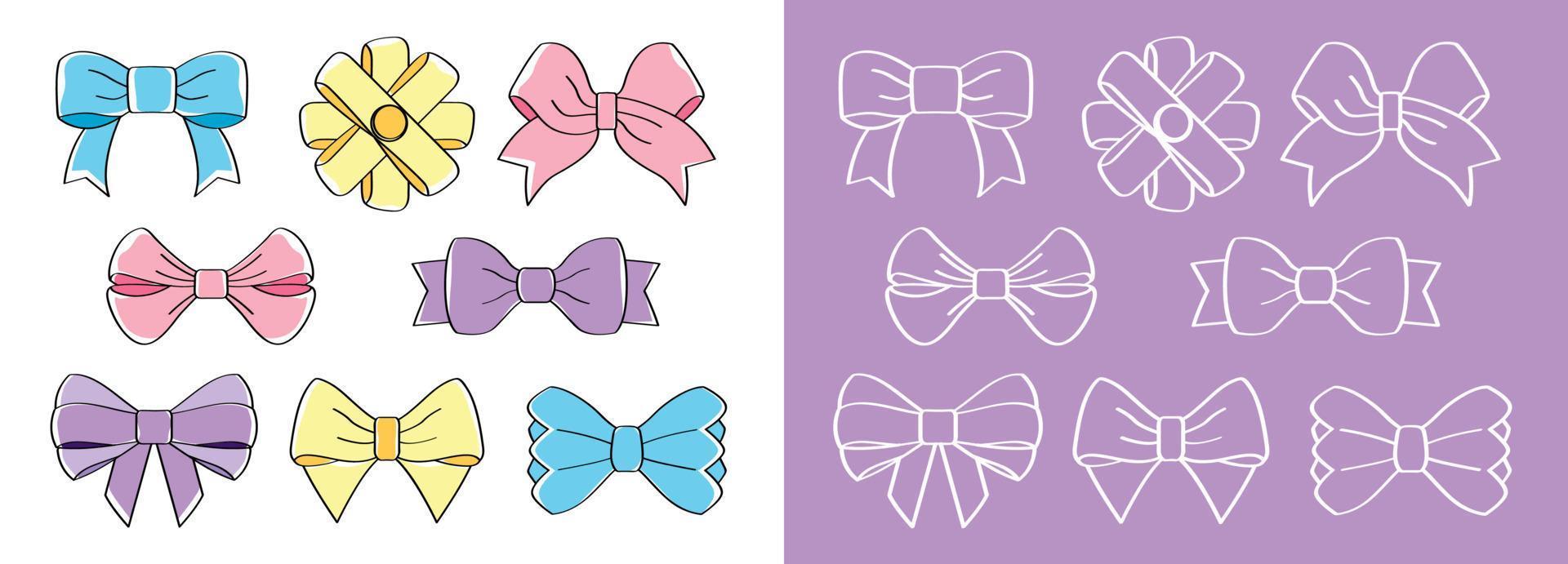 schattige pastel boog hand tekenen vector set.