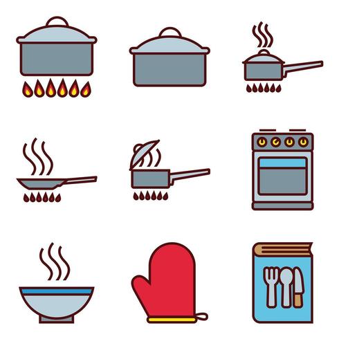 Kleur keuken Icon Set vector