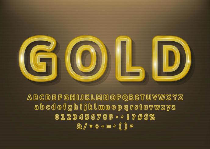 Gouden contouren Alfabetletters vector
