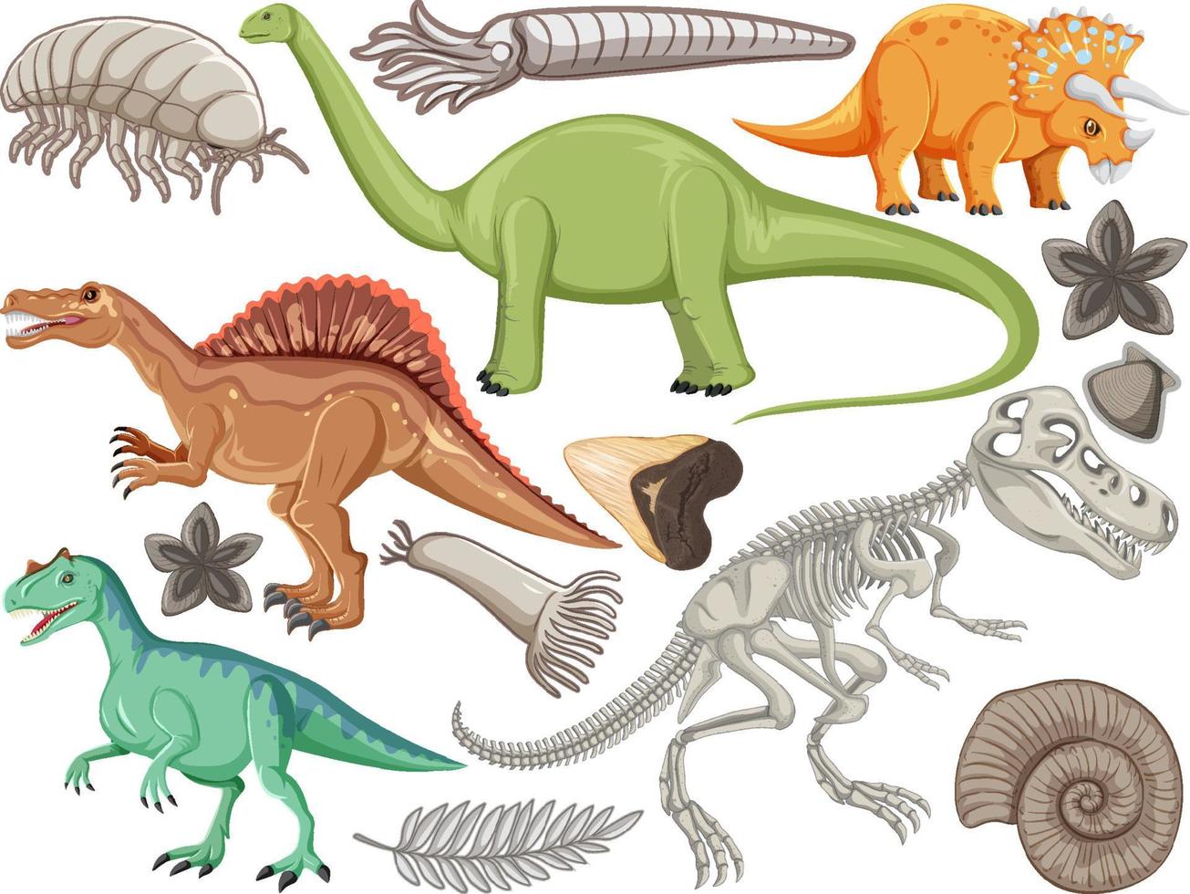 set van verschillende prehistorische dinosaurusdieren vector