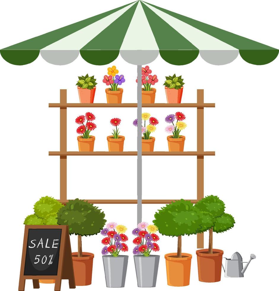 vlooienmarktconcept met plantenwinkel vector