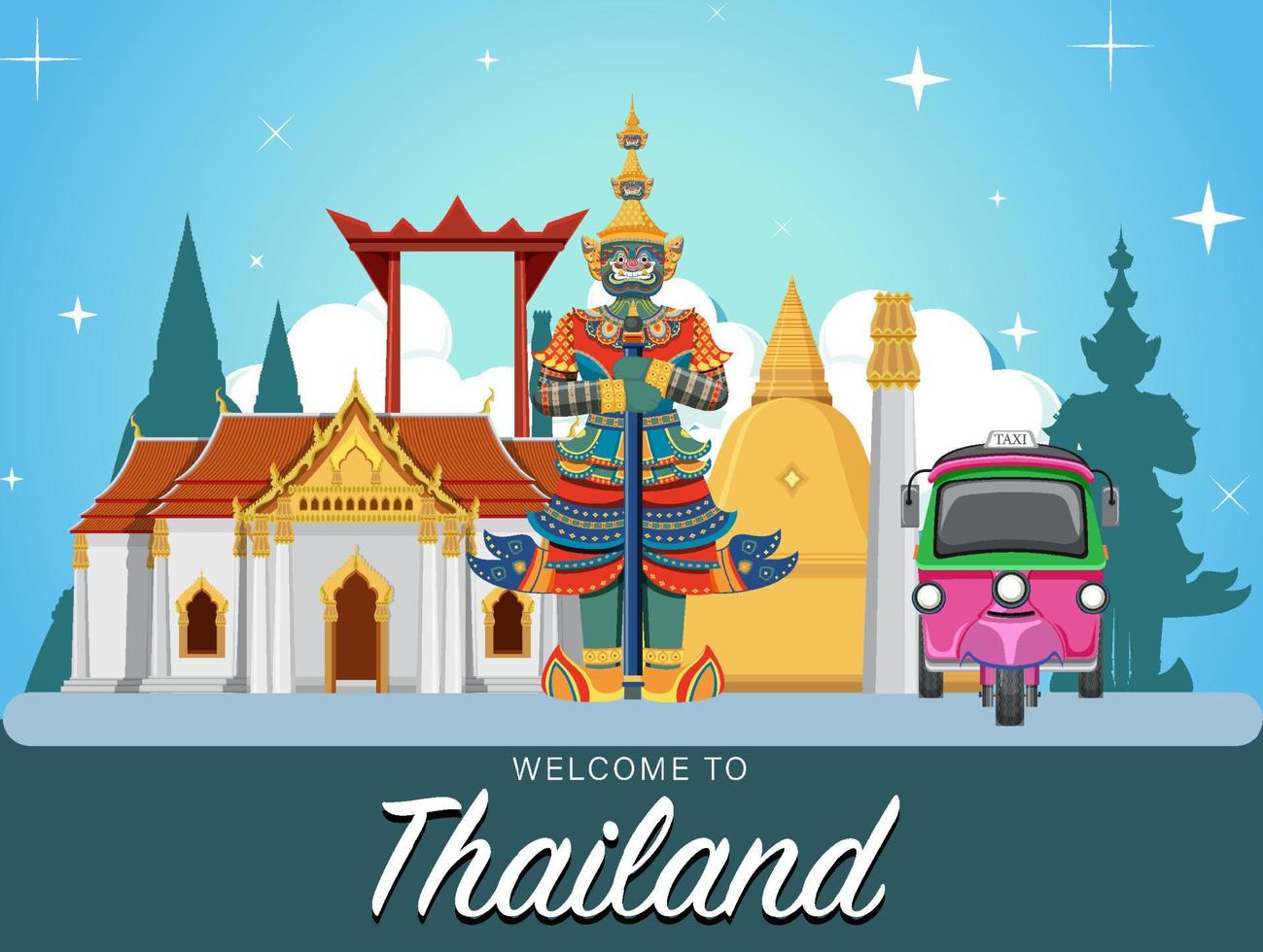 Thailand iconische toeristische attractie achtergrond vector