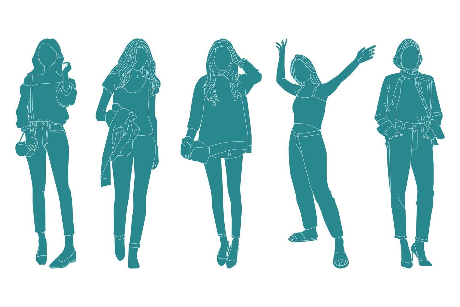 vectorillustratie van casual vrouwen bundel vector